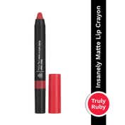 PAC Insanely Matte Lip Crayon 12H Longlasting Non Drying Smudgeproof - Truly Ruby (3.8 g)