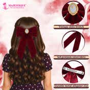 Majestique Velvet Hair Bow with Antique Brooch - Wine Red