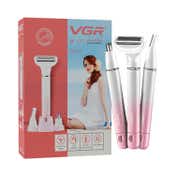 VGR 3-in-1 Lady Shaver Set for Women Body Nose & Ear Eyebrow Trimmer V-611 - Pink