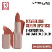 Maybelline New York Serum Lipstick (Matte) 8Hr Hydration + one-swipe bold color - 008 'Scuse Me (4.5g)