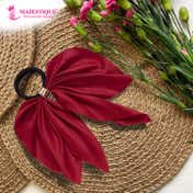 Majestique Satin Bow Hair Tie with Metal Clip - Red