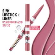 Lakme 9to5 Hya Beach Edit, Lipstick + Liner Duo, SPF Matte Finish Lipstick – Pro Pink, (2 + 0.2 g)