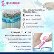 Majestique 2-in-1 Pedicure Foot File with Brush & Pumice Stone - Blue