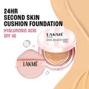 Lakme 9to5 Hya Beach Edit Cushion Foundation SPF40 Full Matte Coverage W120 - Warm Creme (12 g)