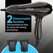 VEGA Pro Touch 2000W with Cool Shot Button 2 Heat/2 Speed Settings & 2 Nozzles (VHDP-02)