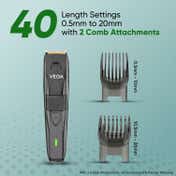 Vega P-2 Beard Trimmer for Men with 160 Min Runtime, 2 Comb Attachment, Type-C Fast Charging (VHTH-26)