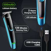 VGR V-183 Hair & Beard Trimmer for Men 120-Min Runtime 5 Length Settings LED Display