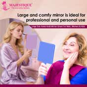 Majestique Flat Handheld Compact Makeup Mirror for Women - Purple