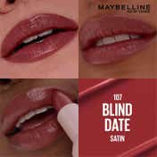 Maybelline New York Serum Lipstick (Satin) 8Hr Hydration + one-swipe bold color - 107 Blind Date (4.3g)