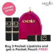 LoveChild Masaba Pocket Lipstick Buffet Combo - Soul Curry, Nimbu Pani 2.0 & Pataka Pie (3 pcs)