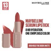 Maybelline New York Serum Lipstick (Matte) 8Hr Hydration + one-swipe bold color - 006 Hold the Door (4.5g)