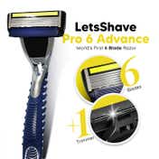 LetsShave Pro 6 Advance Manual Shaving Razor Blades Refills Cartridge for Men (4 pcs)