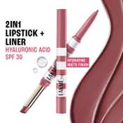Lakme 9to5 Hya Beach Edit, Lipstick + Liner Duo, SPF Matte Finish Lipstick – Mocha Tide, (2 + 0.2 g)