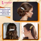 Majestique Gold & Silver Feather Metal Hair Clips (2 pcs)