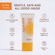 ASAYA Aqua Dew Sunscreen, In-VIVO Tested, SPF 50 PA+++ Rice Extract Zero White Cast (50 g)
