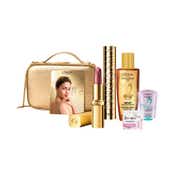 L'Oreal Paris Golden Glam Gift Set, Mascara, Lipstick + Signed Card by Alia Bhatt (5 pcs)