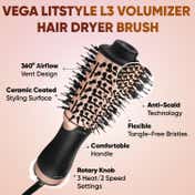 Vega Litstyle L3 Volumizer Hair Blow Dryer Brush with 3 Heat-2 Speed Settings (VHSD-03)