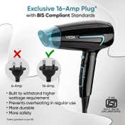 VEGA U Style 1400-1600W Foldable Hair Dryer with Cool Shot 2 Speed/Heat Settings (VHDH-24)
