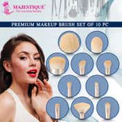 Majestique Premium Face Makeup Brush Set with Soft Bristles (10 pcs)