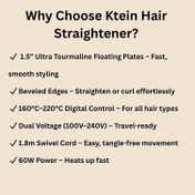 Ktein Curling & Straightening Iron with 4 Gears & Ceramic Ultra Tourmaline Plates