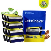 LetsShave Pro 6 Advanced Razor Blades Set - Black (12Pcs)