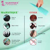 Majestique Curly Detangler Flat Hair Brush for Women - Green
