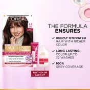 LOreal Paris New Excellence Creme Hair Color With Hyaluronic Acid, 4.2 Plum Brown, (100gm + 72ml)