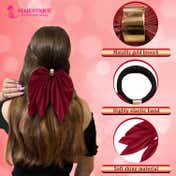 Majestique Satin Bow Hair Tie with Metal Clip - Red