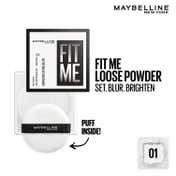 Maybelline Fit Me Loose Powder 16H Matte, Brightens & Blures Pores - Transparent - 01 (10 g)