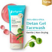 Pilgrim 3% AHA + BHA + PHA Detan Gel Face Wash Exfoliates & Brightens Skin Non-Drying (100 ml)