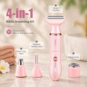 VGR 4-in-1 Lady Shaver Set with Body Trimmer Facial Shaver Eyebrow & Nose/Ear Trimmer V-761 - Pink