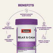 Swisse Relax and Calm Tablets 300mg Magnesium Citrate with Hops and Inositol (60 Tablets)