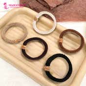Mjaestique Thick Woven Hair Elastics with Glitter Beads (5 pcs)