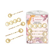 Majestique Stylish Pearl Golden Metal Korean Fancy Hair Pins (5 pcs)