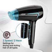 VEGA U Style 1400-1600W Foldable Hair Dryer with Cool Shot 2 Speed/Heat Settings (VHDH-24)