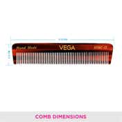 Vega Handmade Pocket Hair Comb with Tortoise Shell Pattern for Men and Women (HMC-11) (19 g)