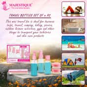 Majestique Travel Bottle Kit for Toiletries with Pouch (6 pcs)