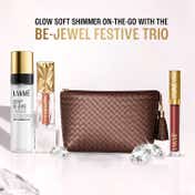 Lakme Bejewel Festive Trio  Liquid Lip - Nude Sparkle Eye Tint - Quartz and Setting Spray (4 pcs)
