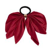 Majestique Satin Bow Hair Tie with Metal Clip - Red