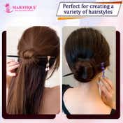 Majestique Wooden Hair Sticks with Pink and Blue Charms (2 pcs)