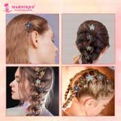 Majestique Fancy Pearl Flower Hair Claw Fashionable Clips (10 pcs)
