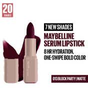 Maybelline New York Serum Lipstick Matte 1-Swipe Lush Color 8HR Hydration - Block Party (3.4 g)