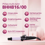 Philips Hair Styling Set Crimp, Straighten Or Curl With The Single Tool BHH816-00 - Black, Purple