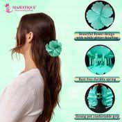 Majestique Flower Hair Clutcher Clips with Glitter Detailing - Turquoise (3 pcs)