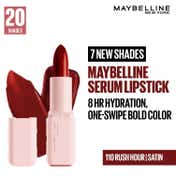 Maybelline New York Serum Lipstick Satin 1-Swipe Lush Color 8HR Hydration - Rush Hour (3.4 g)