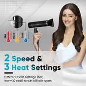 VEGA Style Pro 1600W Foldable Hair Dryer for Men & Women with 3 Heat/2 Speed Settings (VHDH-34)