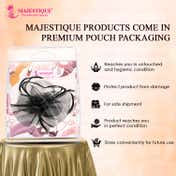 Majestique Elegant Fascinator Hat with Mesh Veil and Feather - Black
