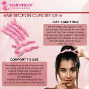 Majestique Hair Section Alligator Clips Set - Pink (6 pcs)