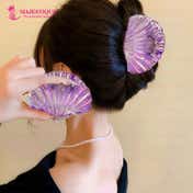 Majestique Shell Clutcher Hair Clips with 1 Large and 2 Small Clips - Blue (3 pcs)