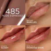 L'Oreal Paris Hyaluron Tint Lip Stain Serum 12H Weightless Color - 485 Nude Espresso (5 ml)